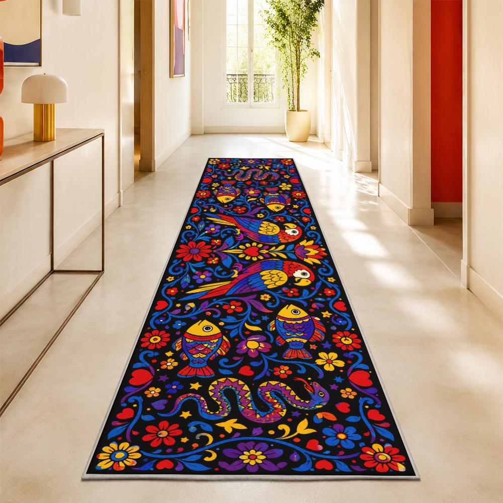 Luxury Leopard Runner Rug Vintage Gold Border Flower Carpet For Hallway Bedside Living Room Corridor Long Floor Mat Gift