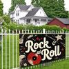 2D plane design, 2D plane banner, 1 piece of festival-themed background fabric, featuring elements of guitars, records and stars