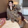Autumn New Sexy Leopard Print Pajamas Loungewear Suit Ladies Long-Sleeved Fashion Comfortable Suit Loungewear Can Be External