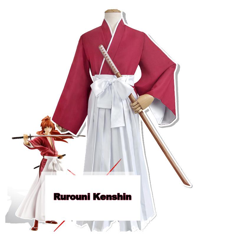 Rurouni Kenshin Himura KENSHIN Косплей Костюм Кимоно Хэллоуин Ролевые игры Одежда Топы и брюки и пояс Униформа