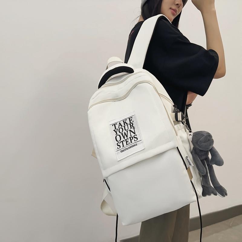 Большая вместимость школьного рюкзака для студента, женский дорожный рюкзак, однотонный мужской рюкзак с буквами