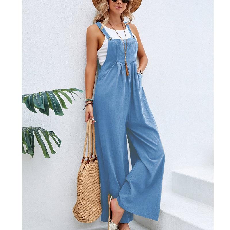 Женские повседневные комбинезоны и комбинезоны с широкими карманами и ремешками, женские однотонные длинные комбинезоны, комбинезоны