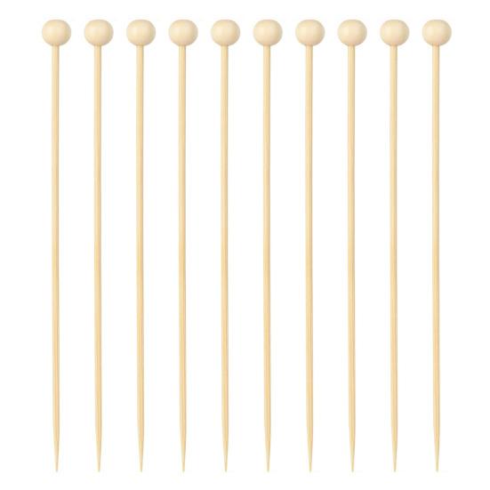 100/200Pcs Wooden Ball Toothpicks Long Cocktail Picks Appetizers Baking Garnish Skewers with Sturdy Polished Heads