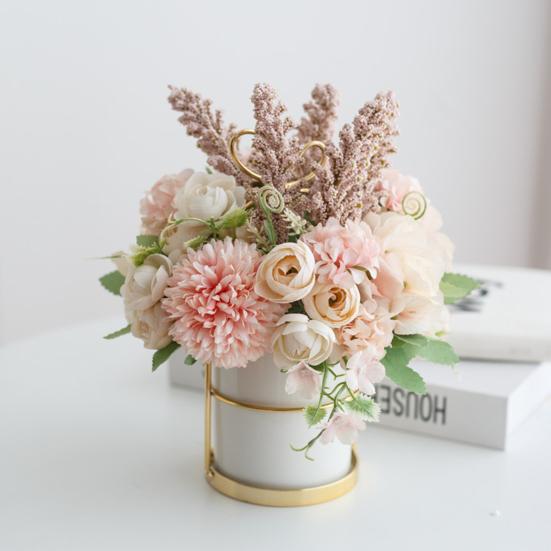 Искусственная роза поддельный цветок бонсай горшечное растение садовая вечеринка реквизит настольный декор