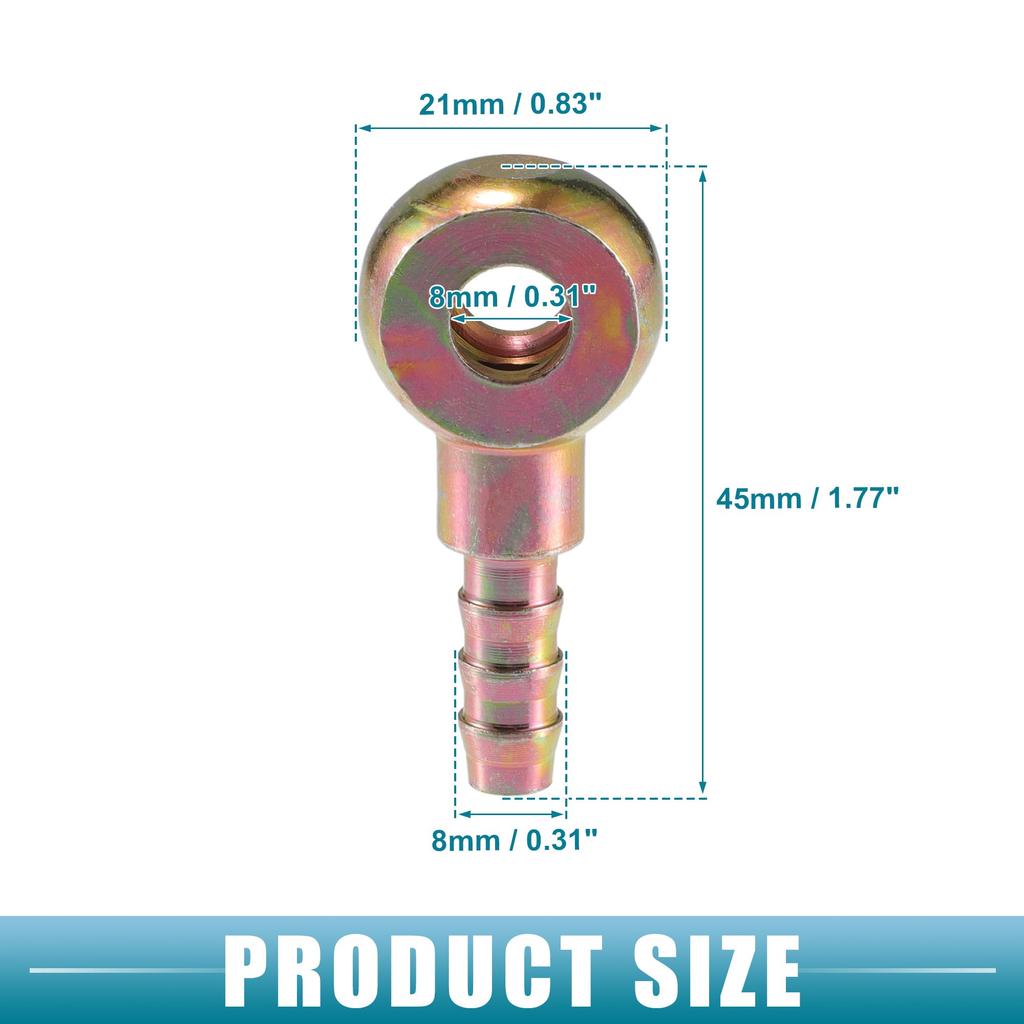 A ABSOPRO Universal Bang NJaw Bolt 8mm OD Bar Njobolt Hose Barb Fitting Adapter Motorcycle Car Metal Bronze Color Replacement