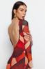 Women's Fashion New Dress Multi-Colored Special Textured Fitted Back Detailed Maxi Flexible Knitted Pencil Dress