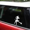 Halloween Witch Car Broom Sticker Flying Self-adhesive Weather-resistant Motorbike Auto SUV Vehicle Window