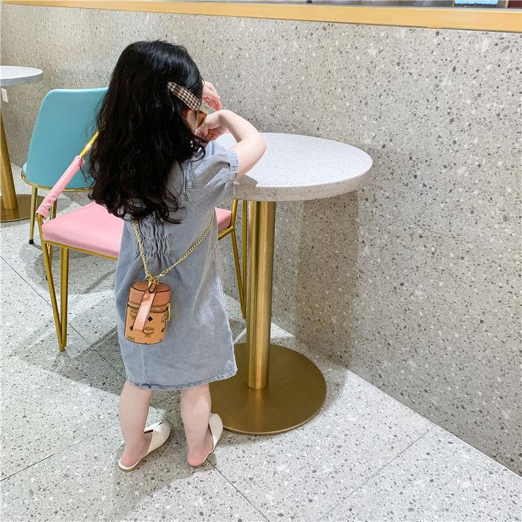 Модное джинсовое платье для девочек, детское платье трапециевидной формы, повседневное платье в стиле Ins