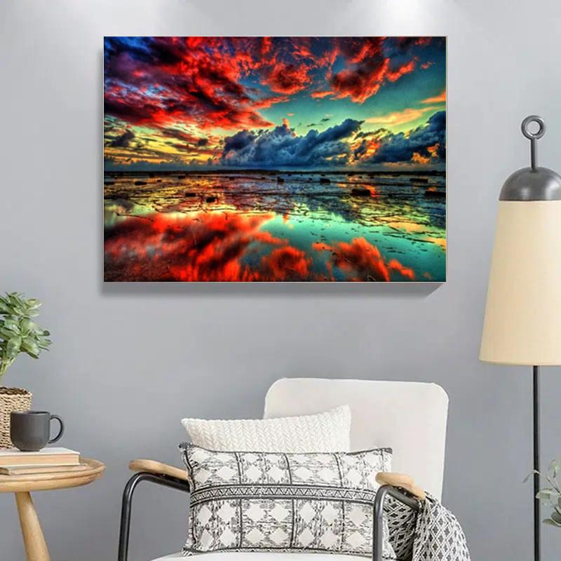 5D Diy Алмазная картина Красочные облака Вышивка Мозаика Художественная картина Стразы Декор Подарок