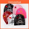 Gothic Style Knit Cap Featuring Spider Web Design For Casual Wear