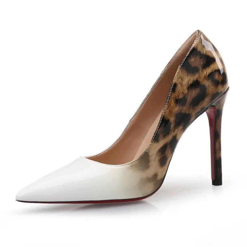 Summer Leopard Pointed Toe High Heels Women Shallow Mouth Single Shoes Gradient Nightclub Sexy Womens Pumps 6-10Cm Heels