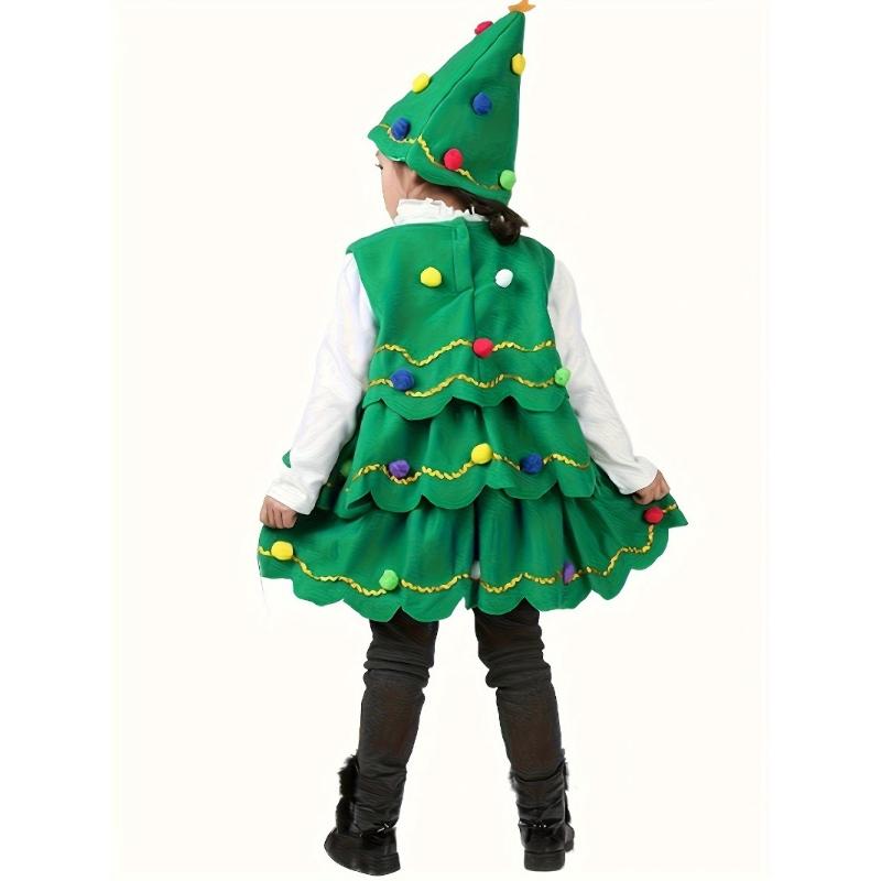 Рождественская девочка Костюм платья Рождественской елки Детское косплей-платье Подарок для рождественской вечеринки Выступление Кроссдрессинг Бал-маскарадное платье