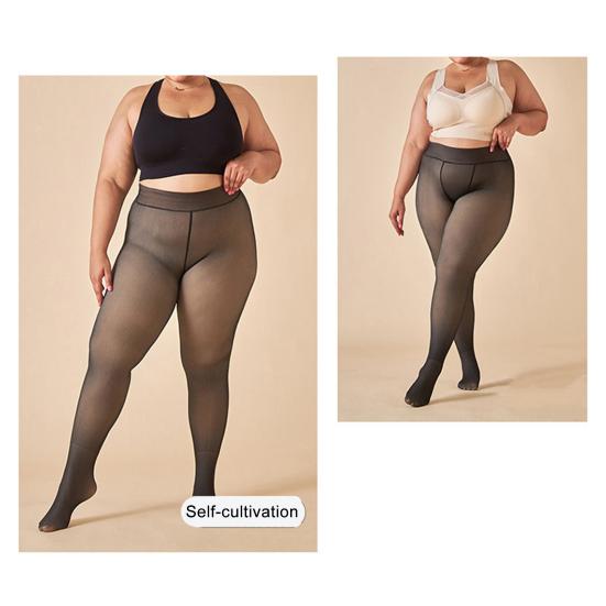 Женские колготки с флисовой подкладкой Зимние с высокой талией Большого размера Леггинсы Прозрачные Теплые Колготки Имитация Полупрозрачных Термальные Плотные Колготки для Платьев Свиданий Вечеринок