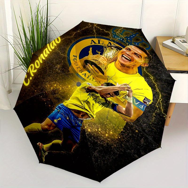 Cristiano Ronaldo, Real Madrid Automatic Opening and Closing Umbrella, Compact Travel Umbrella, Lightweight and Portable, Suitable for Beach