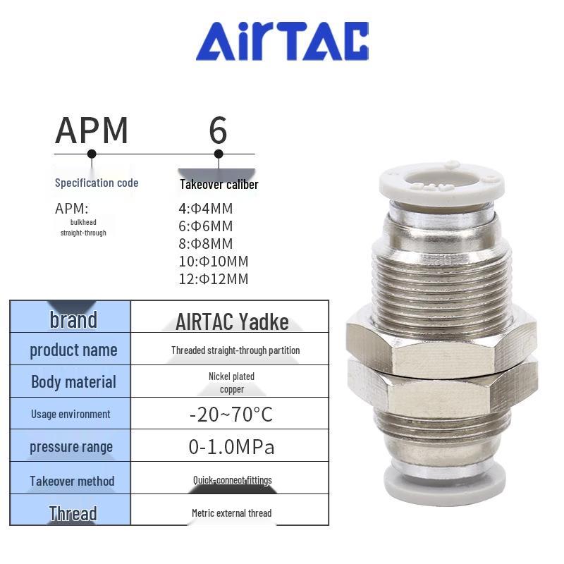 AIRTAC Yadeke Соединитель для перегородок Серия PM/BPM/APM 4/6/8/10/12