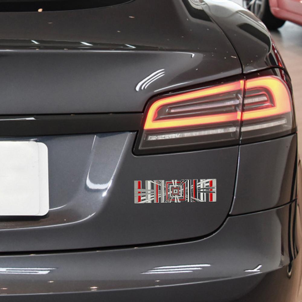 TDMC1 For Tesla Model 3 Y S X Roadster Cybertruck Car Style Plaid Logo Badge Sticker Trunk Emblem Decal Performance Letter Decoration