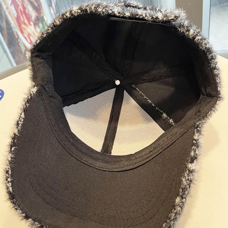 Women's Korean Autumn and Winter Rhinestone Letter Baseball Cap, Outdoor Autumn and Winter Plush Warm Duckbill Cap