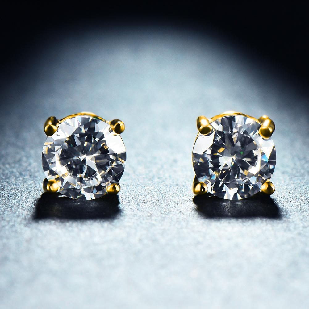 Серьги-гвоздики с камнем, цвета в ассортименте