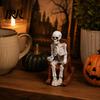 Collectible Skeleton Shelf Sitter Halloween Figurine, Resin Sitting on Rocking Chair Statue, Drinking Funny Dark Holiday Figurines Coffee Crocheting