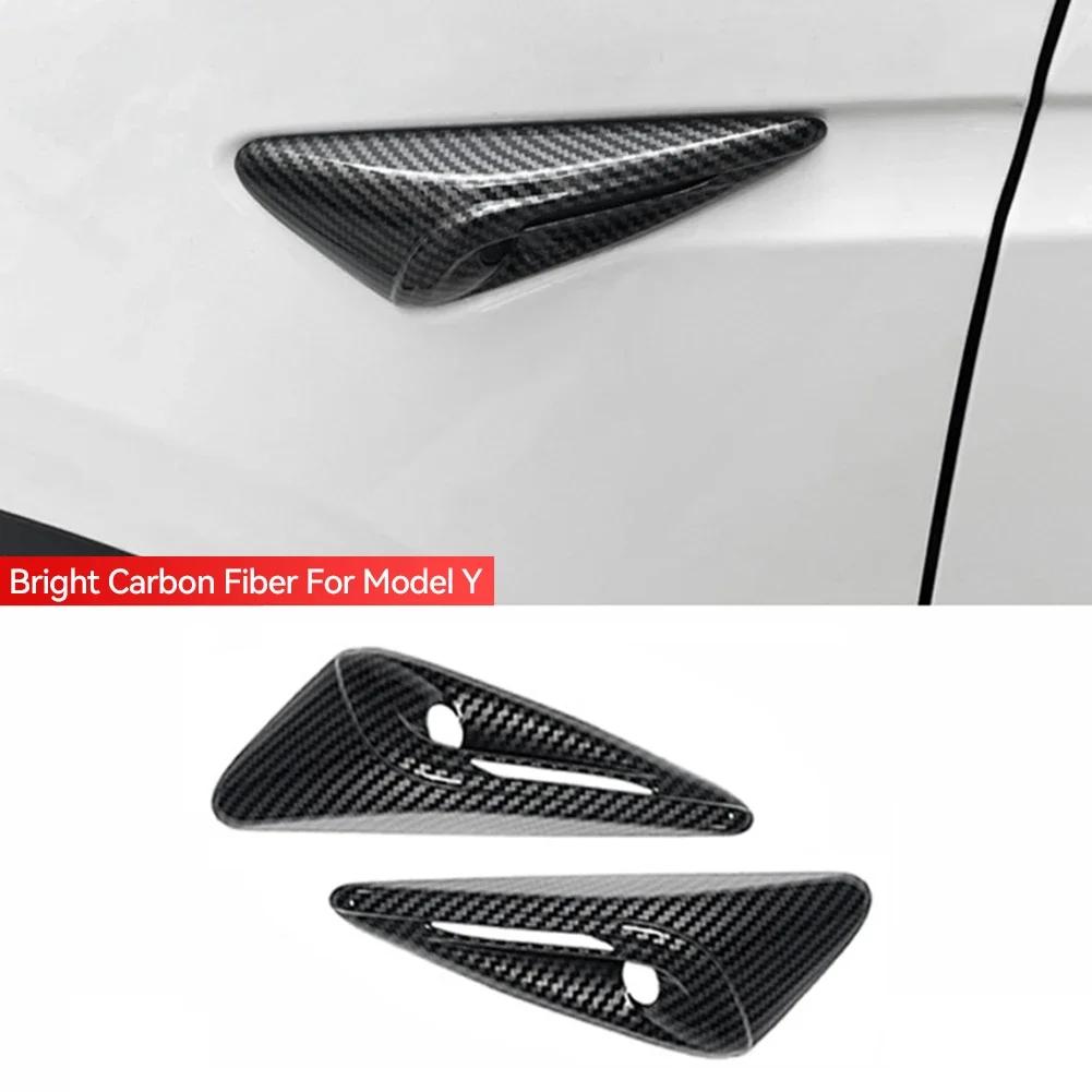 For Tesla New Model 3 Highland 2024 Side Camera Cover Lens Protector Black White Red Shiny Matte Carbon Fiber Pattern