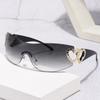 Women Fashion Trend Sunglasses Rimless One Piece Luxury Sunglasses Driving Travel Glasses