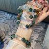 Natural Green Rutilated Quartz Prehnite Beaded Bracelet Healing Crystal Jewelry Women