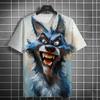 Fashion Men's Casual T-shirt 3D Printing Fun Animal Print Short Sleeve Street Fashion Wolf Fox Print Round Neck Top