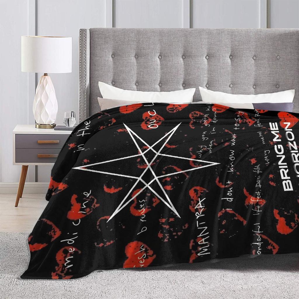 BMTH Bring Me The Horizon Flannel Blanket Warm Soft Throw Blanket for Bedroom Travel Novelty Bedspread Sofa Bed Cover