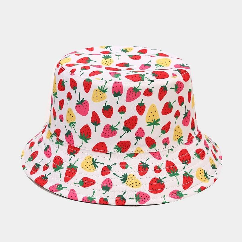 Fruit Pattern Fisherman Hat With Wide Brim For Summer Sun Protection And Casual Wear