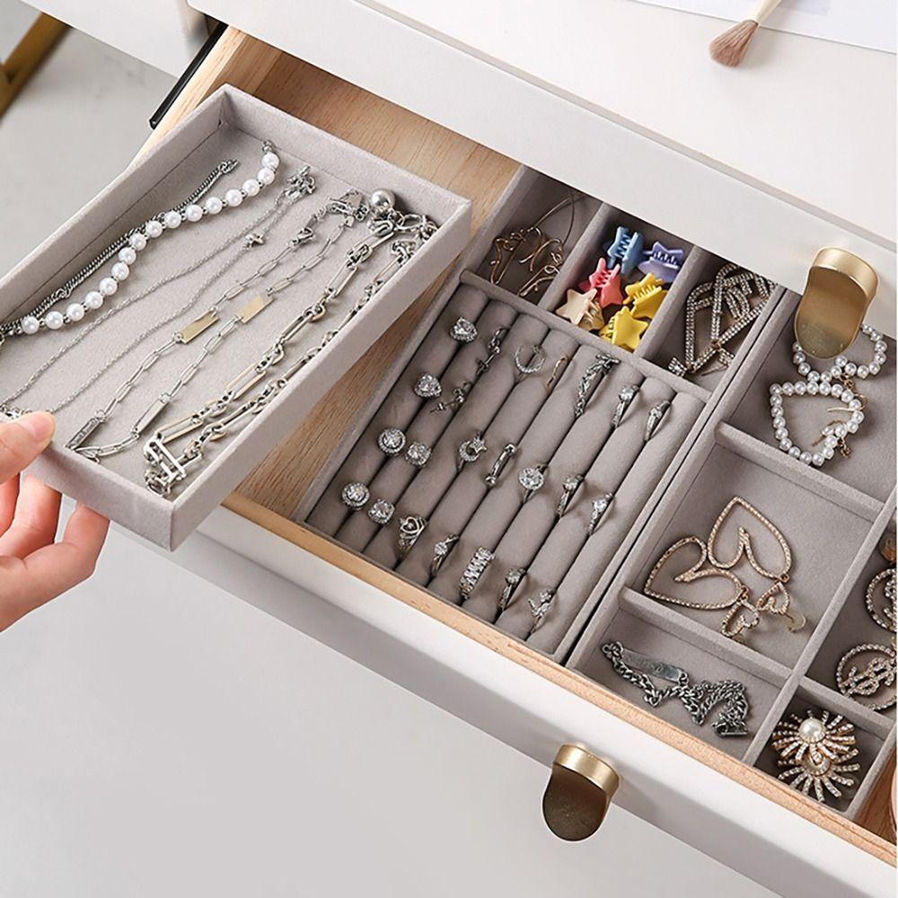 Складная бархатная коробка для хранения ювелирных изделий, бархатный органайзер, лотки для колец, браслетов, ожерелий