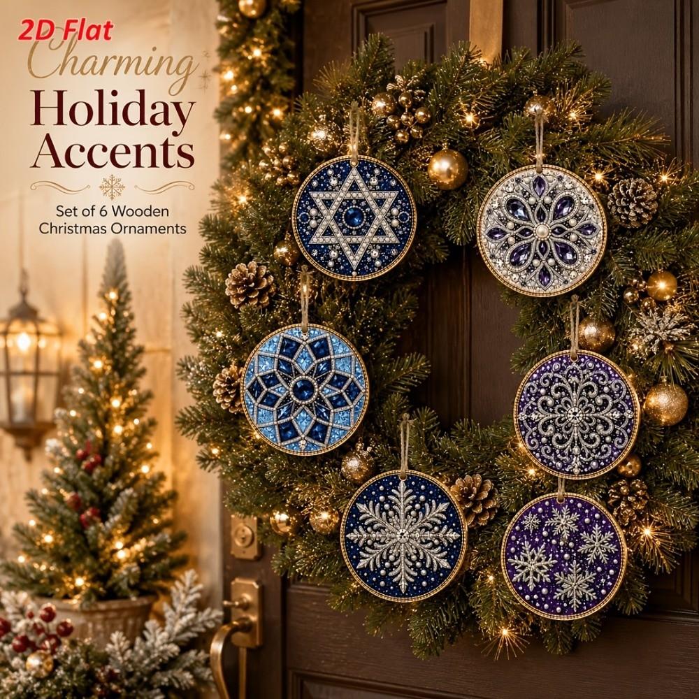 6pcs DIY Craft Pearl Diamond Painting Kit Santa Xmas Tree Hanging Ornament Christmas Theme