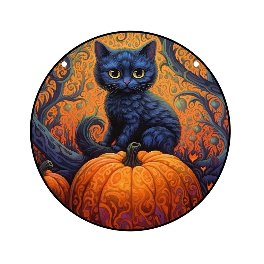 1pc Acrylic Wall Hanging Porch Decoration Holiday Decoration Painted Window Hanging Window Hanging Ornament Round Sign.