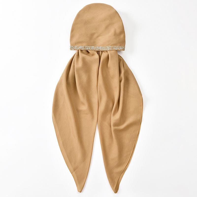 Шапка-повязка со стразами для женщины, мусульманский хиджаб, шляпа, женский мгновенный шарф, исламский тюрбан