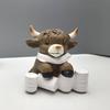 3Pcs Bathroom Highland Cow Figurine Bathing Reading Book Toilet Paper Highland Cattle Resin Statue Sculpture Decoration Ornament Calf Lovers Gifts
