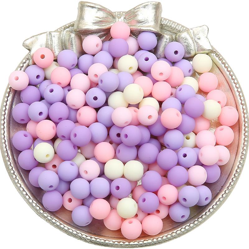 Бусины для браслета ручной работы, цельные акриловые матовые разноцветные бусины, цепочка для сотового телефона ручной работы, ожерелье из макарон, круглые бусины, свободные бусины
