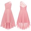 Kids Girls One Shoulder Sleeveless Bridesmaid Dress High Waist Party Dress for Evening Proms Gowns