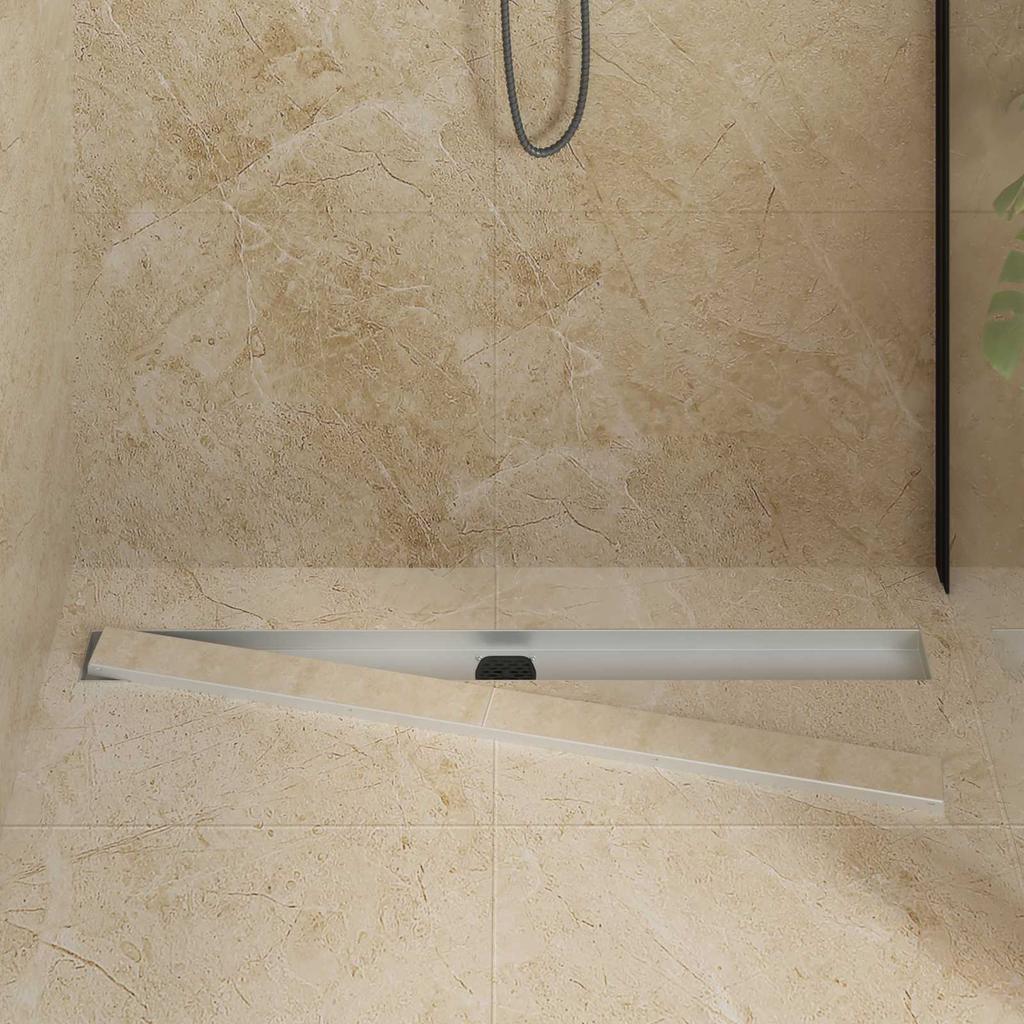 2 in 1 Shower Drain with 360 degrees Siphon Silver 100 cm Stainless Steel 304