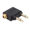 3.5mm Female To 2 Male Stereo Airplane Headset Ear Audio Adapter Converter Plug
