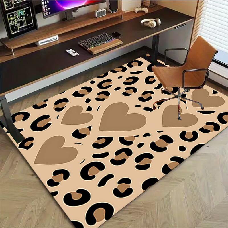 1PC Leopard print Heart Non-Slip Floor carpet, suitable for Office, bedroomand playrooms. It can also be used as a sofa footrest cover-T40