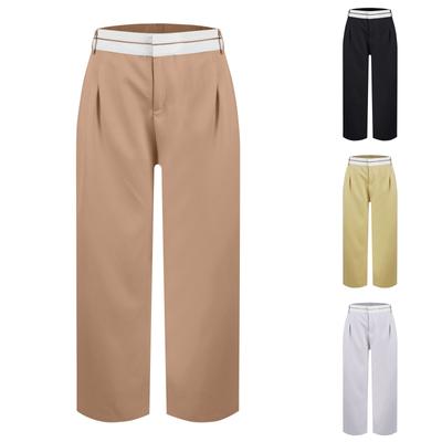 Женские карманные драпированные повседневные брюки с широкими штанинами, брюки для работы на работе