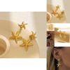 Elegant Gold Alloy Starfish Pendant Earrings Fashionable Women's Star Shape Jewelry For Autumn 2023