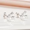 Huitan Minialist Imitation Pearl Stud Earrings for Women Antler Shaped Cute Jewelry for Christmas Trendy Festival AccessoriesGood product