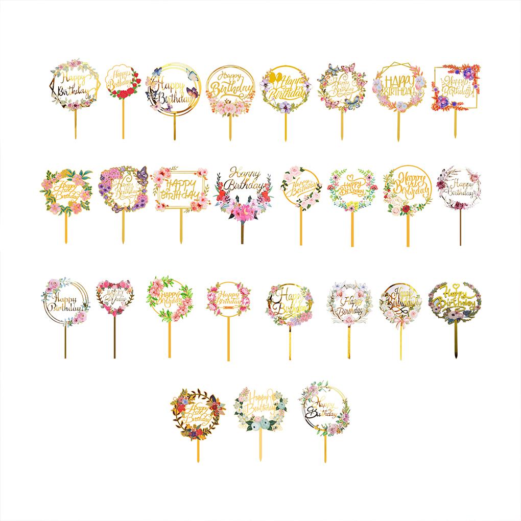 Элегантный С Днем Рождения торт Топпер для украшения вечеринки Украшения для торта на день рождения Акриловые украшения для вечеринки по случаю дня рождения