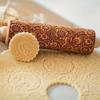 1-5PCS Christmas Snowflake Embossed Rolling Pin Wooden Dough Roller with Laser Cut Paisley Pattern for Holiday Baking