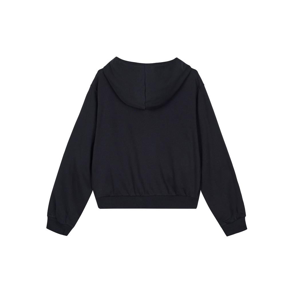 Nike Solid Color Hooded Zip-Up Casual Long Sleeve Sweatshirt Women Tops Black FN2420-010