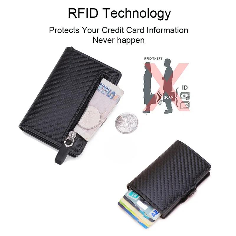 Карбоновое волокно RFID Блокировка Мужские ID Держатели для кредитных карт Кошелек Кожа Металл Бизнес Банк Держатель для кредитных карт Чехол Carteras