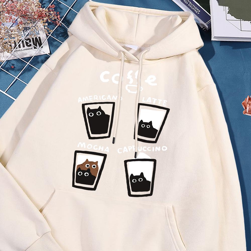Веселая толстовка с изображением кота из кофейного кота для мужчин и женщин, повседневная толстовка с круглым вырезом, флисовые пуловеры, спортивная теплая толстовка большого размера для пары