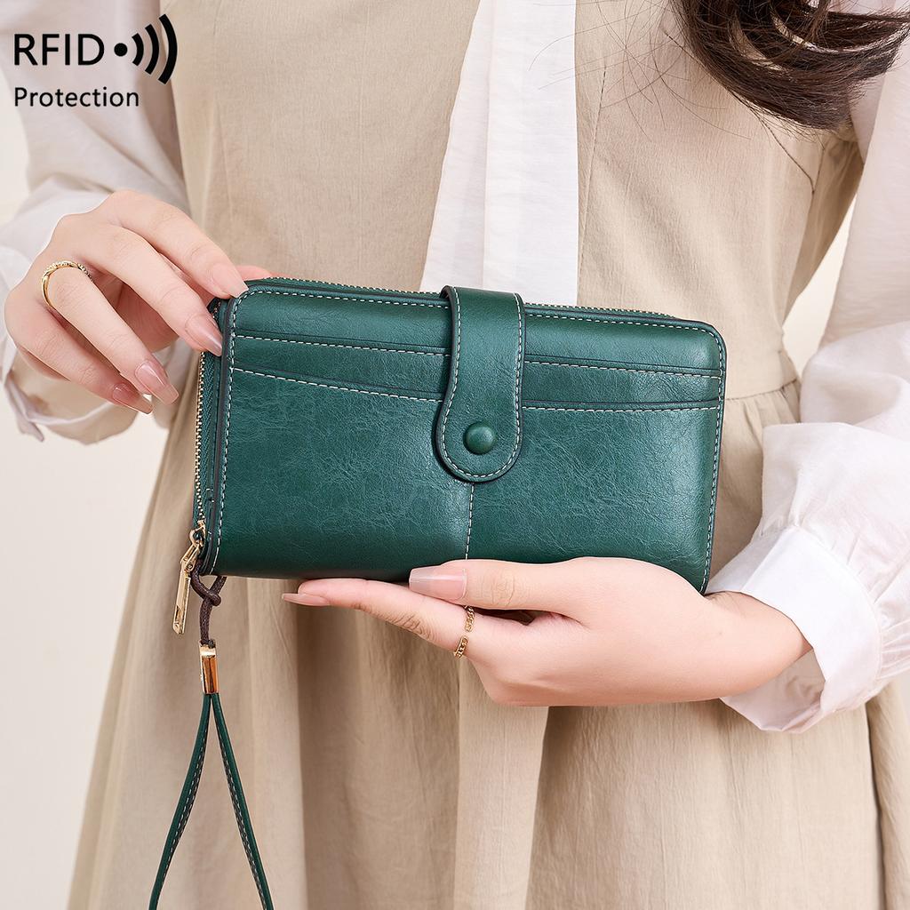 Women Wallets RFID Blocking Buckle Closure Minimalist Long Wallet - Clutch Purse Coin Pouch Card Holder