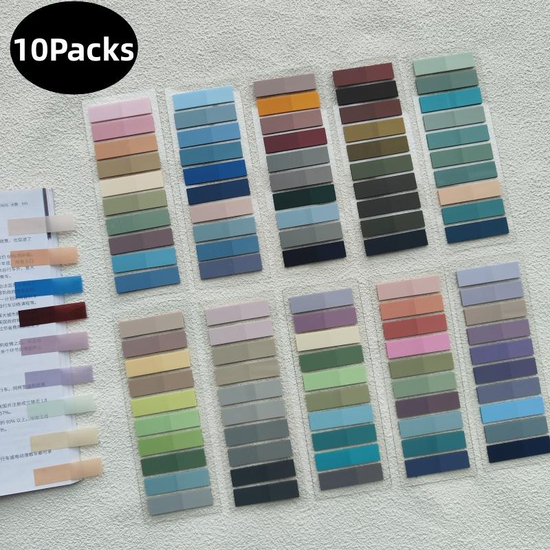 10Packs 2000 Sheets Transparent Sticky Notes Self-Adhesive For Annotation Books Clear Notepads Memo Bookmarks Pad Tabs
