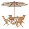 Garden Set 5 Pieces Brown Solid Wood Teak